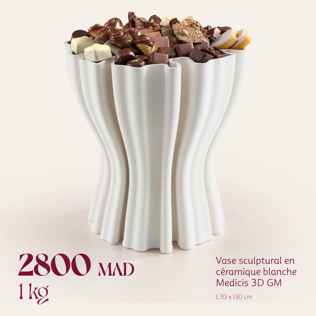 Vase sculptural en céramique blanche Medicis 3D